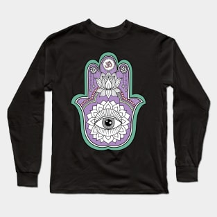 Purple Hamsa Hand Long Sleeve T-Shirt